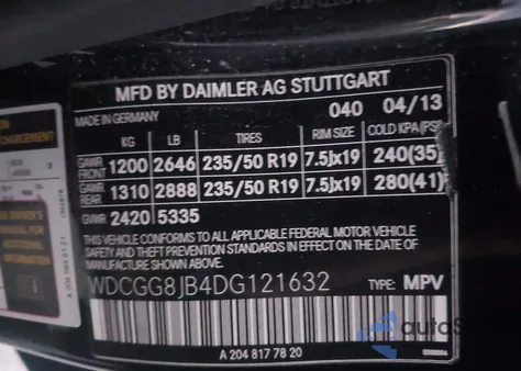 2013 Mercedes-Benz Glk 350 4Matic z USA, uszkodzony, nr VIN WDCGG8JB4DG121632